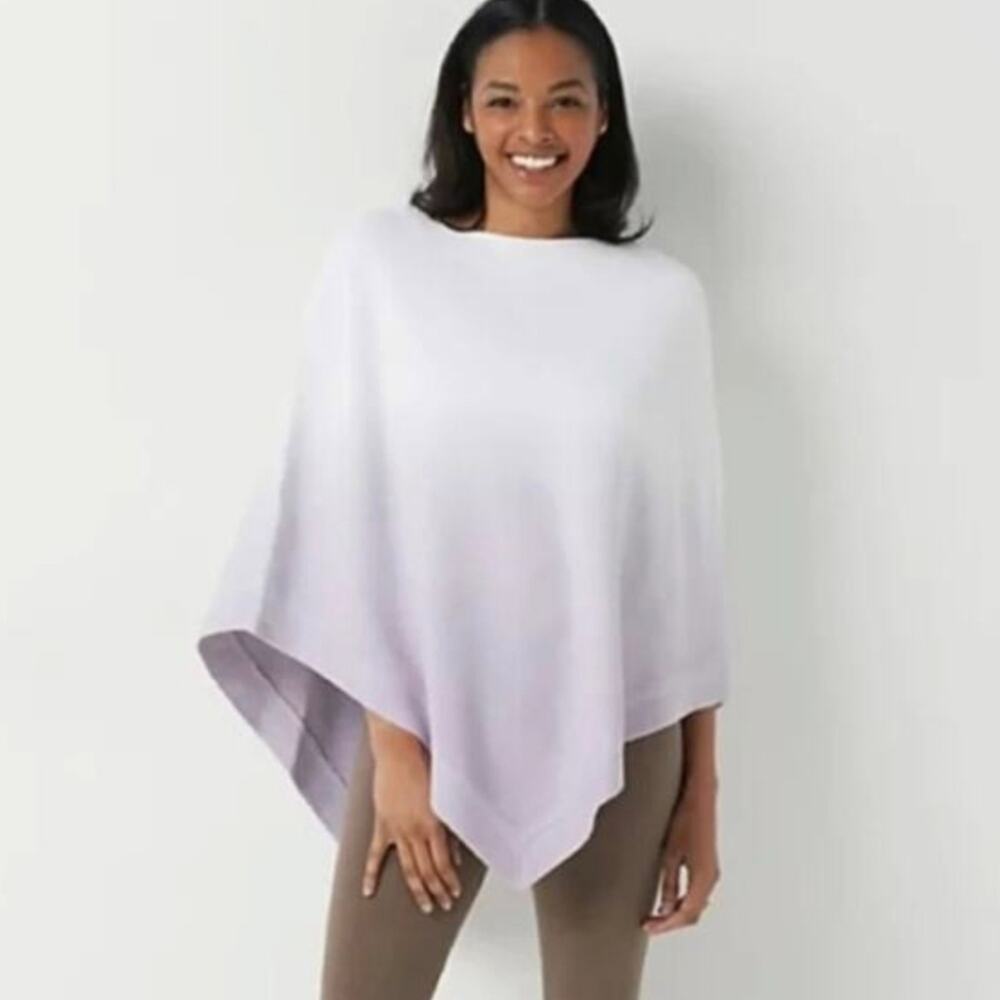 NEW Barefoot Dreams CozyChic Ultra Lite Ombre Poncho Soft Violet White Wrap OS